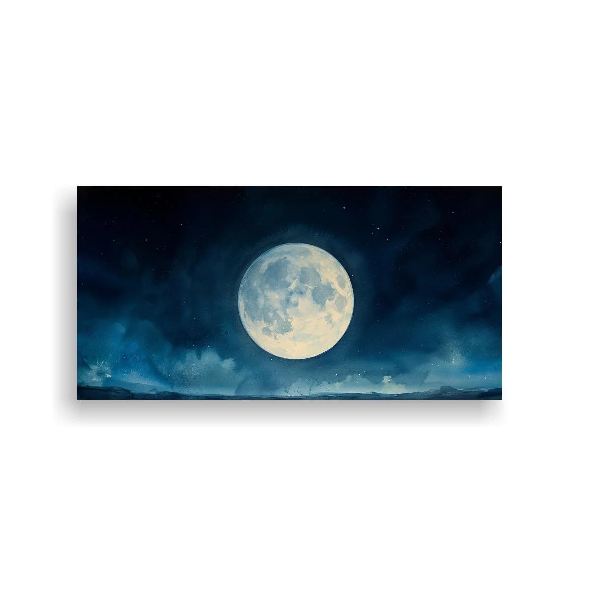 Cuadro luna llena sobre mar brumoso