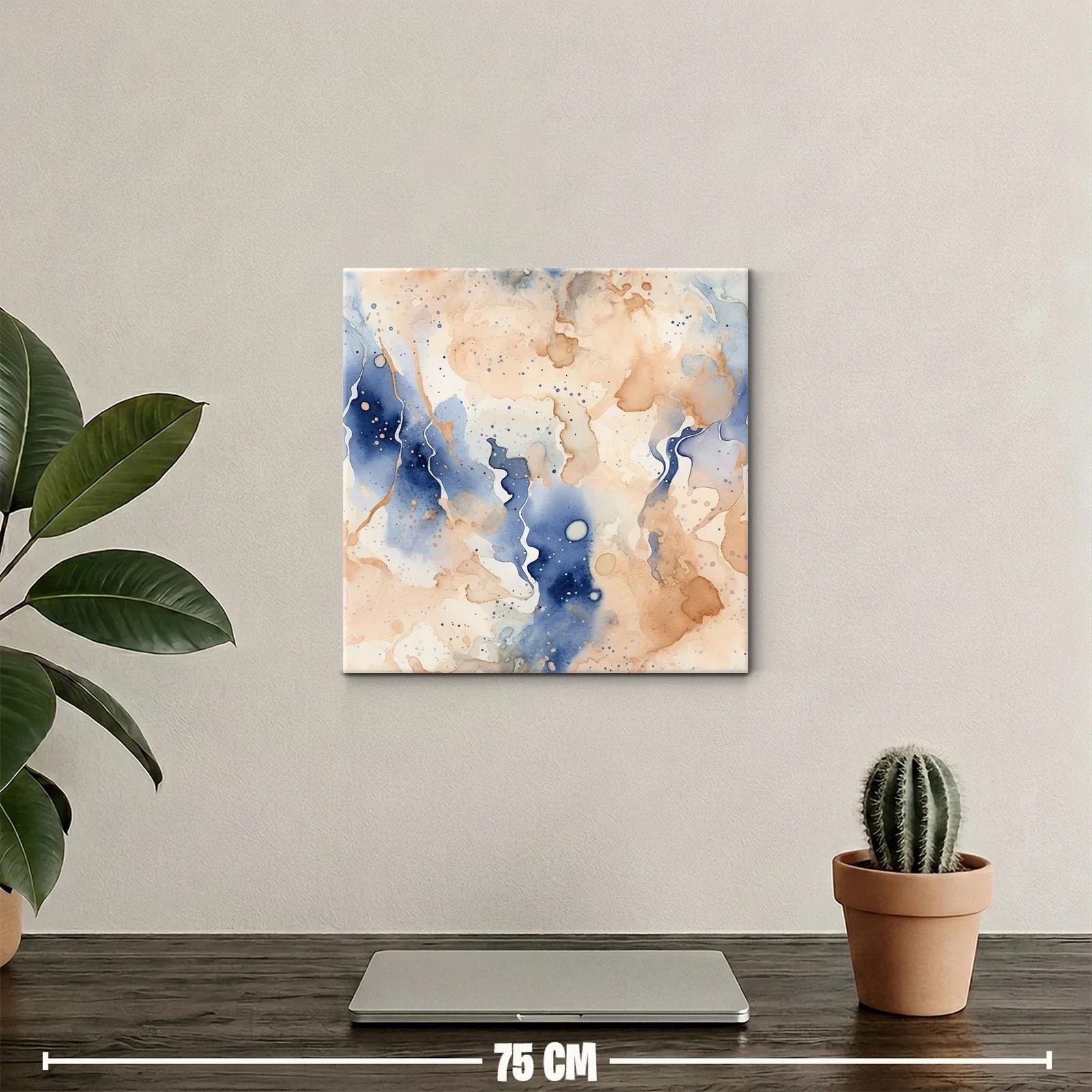 Cuadro abstracto en tonos azules y beige para ambientes modernos — miniatura 2