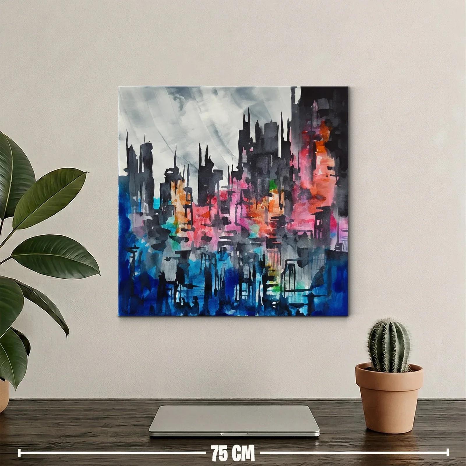 Ciudad abstracta con tonos vibrantes y contrastes intensos — miniatura 2