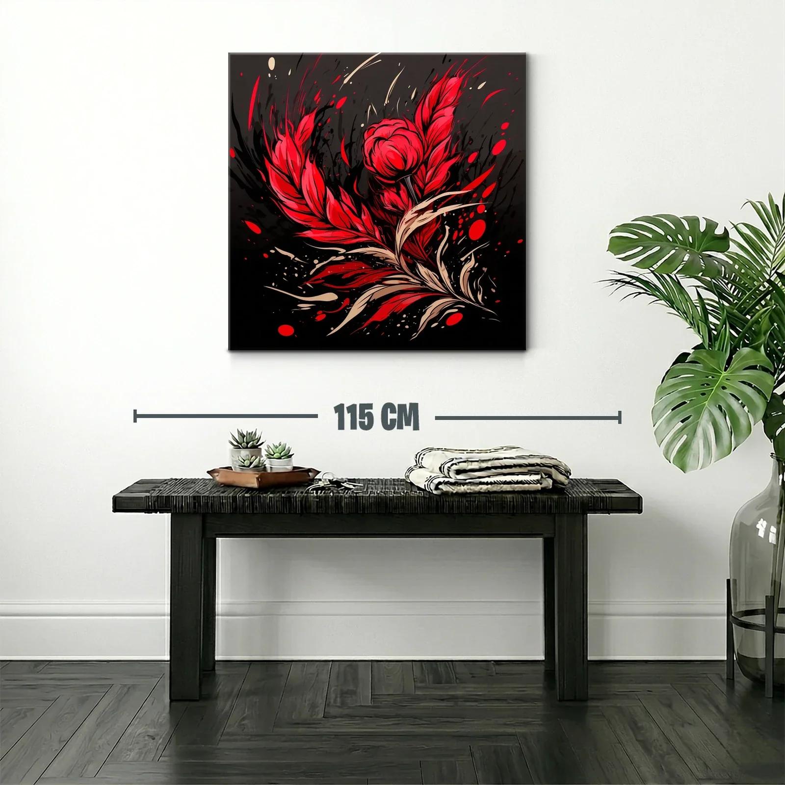 Composición floral expresiva en rojo y negro vibrante — miniatura 2