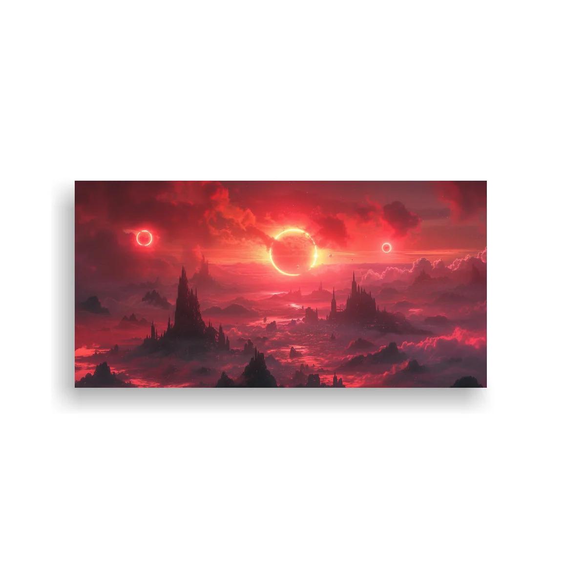 Cuadro eclipse solar sobre paisaje fantástico — imagen principal