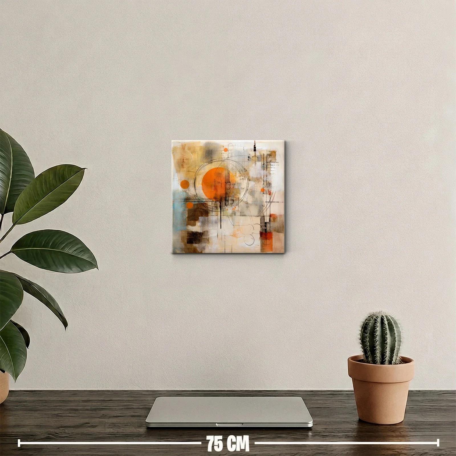 Cuadro abstracto con formas geométricas y tonos cálidos — miniatura 2