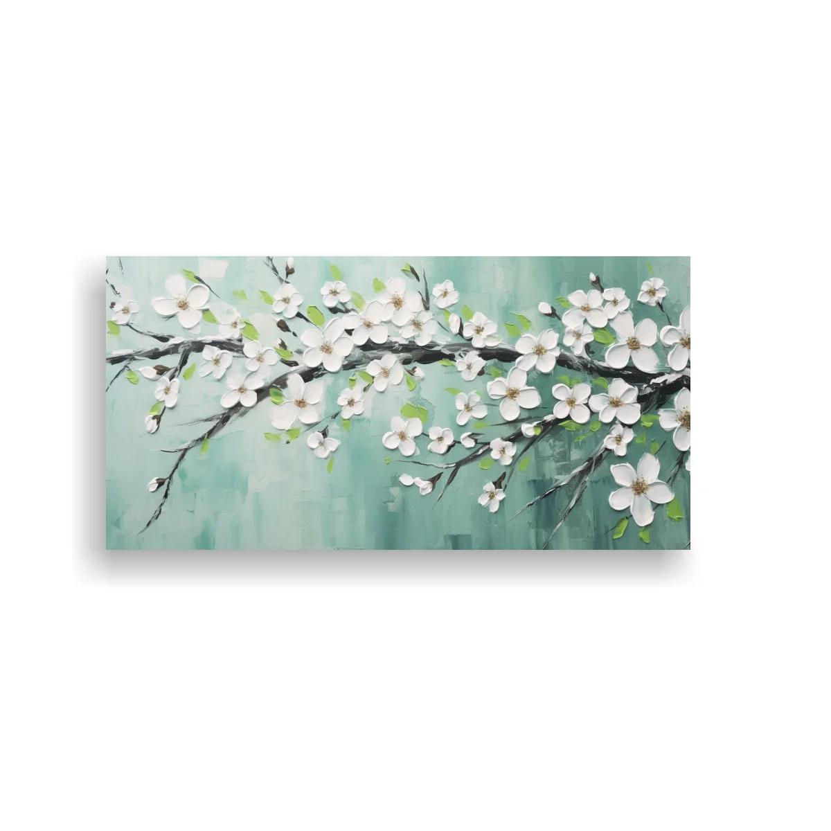 Cuadro rama de flores de cerezo blancas