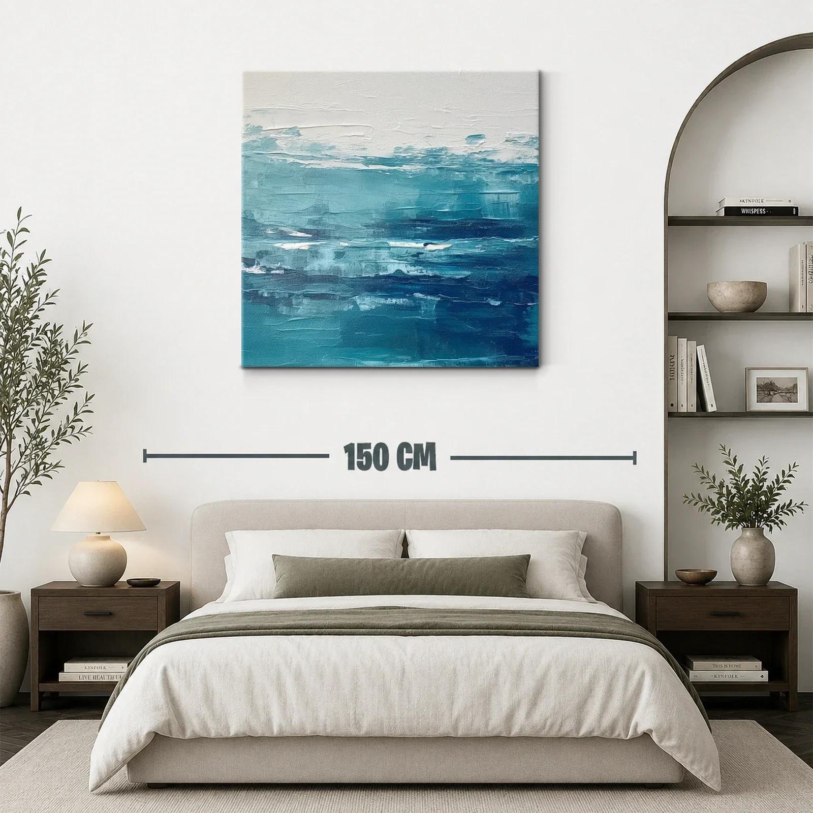 Cuadro abstracto con tonos azules para ambiente sereno — miniatura 3