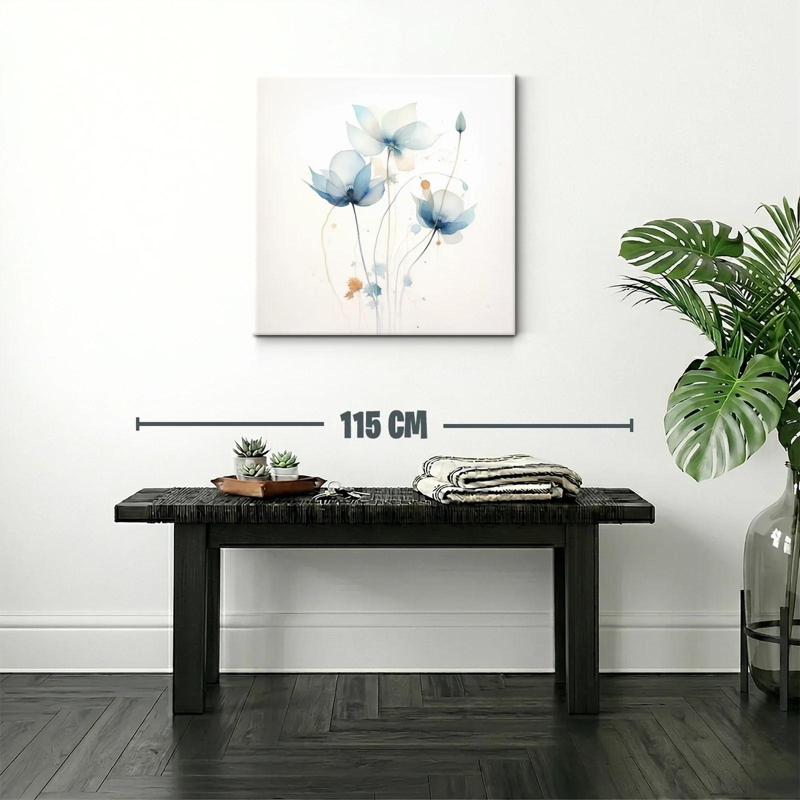 Cuadro floral con tonos suaves en azul y beige — miniatura 2