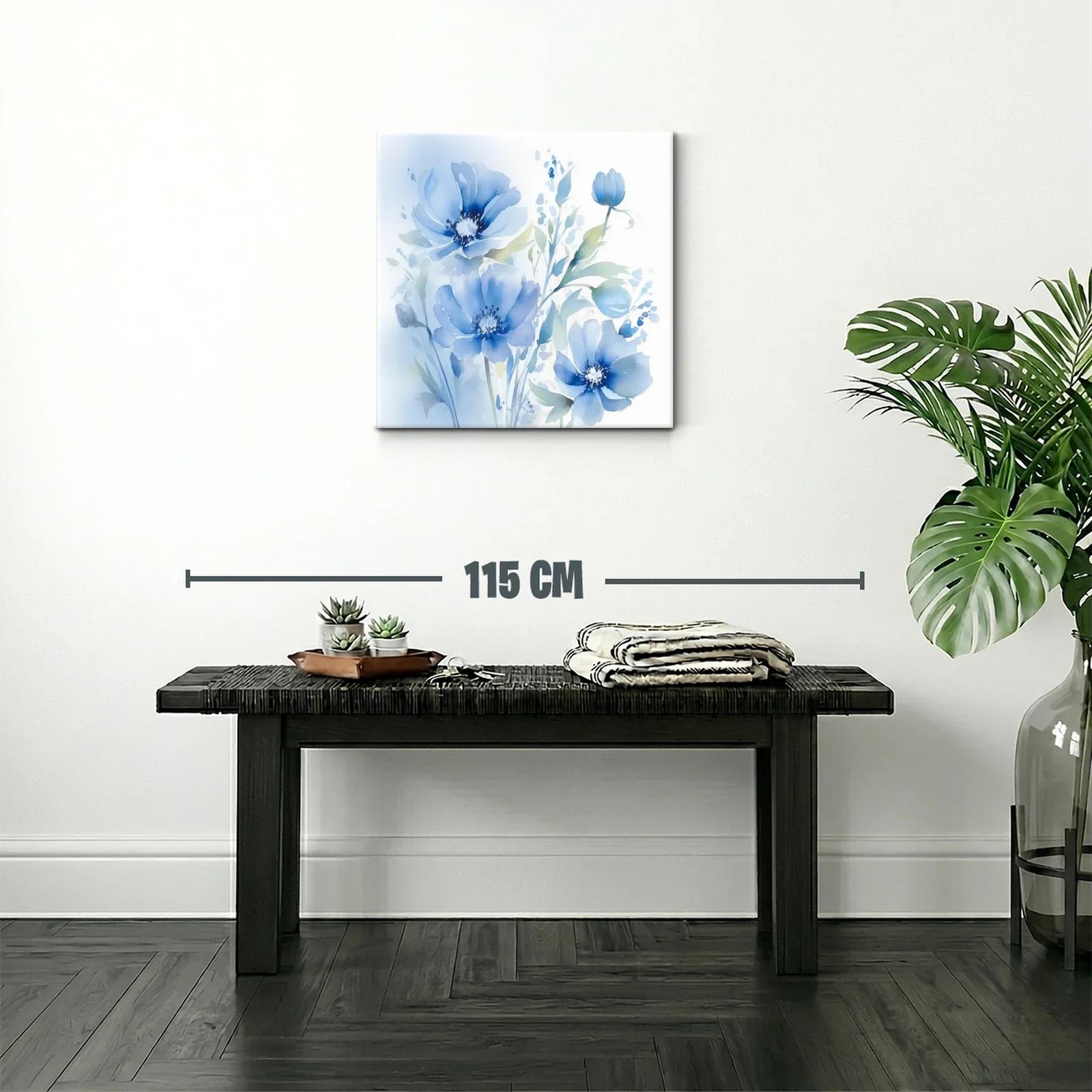 Cuadro floral en tonos azules con delicados pétalos — miniatura 2