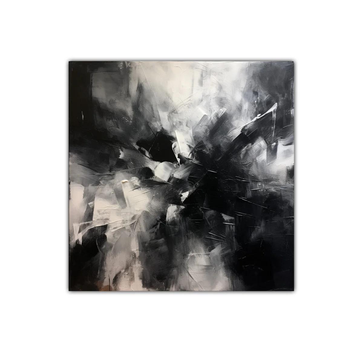 Cuadro abstracto en blanco y negro con impacto visual
