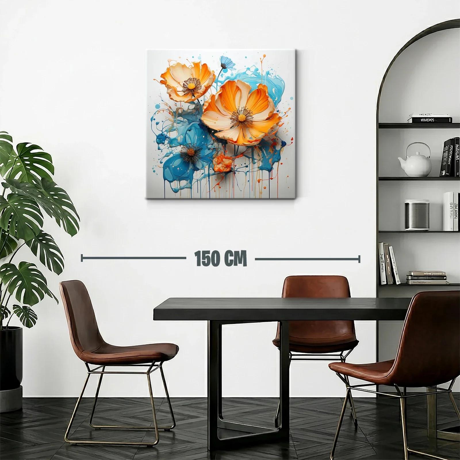 Flores vibrantes en tonos naranjas y azules dinámicos — miniatura 2