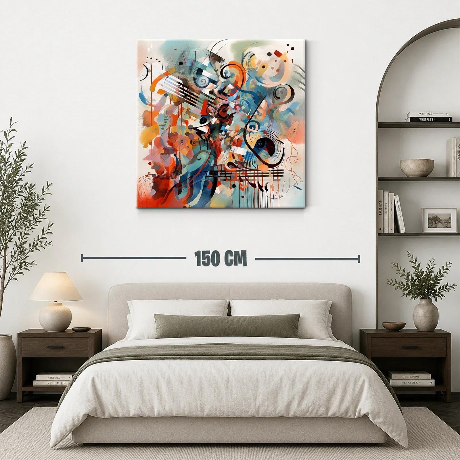 Composición abstracta con notas musicales vibrantes — miniatura 3
