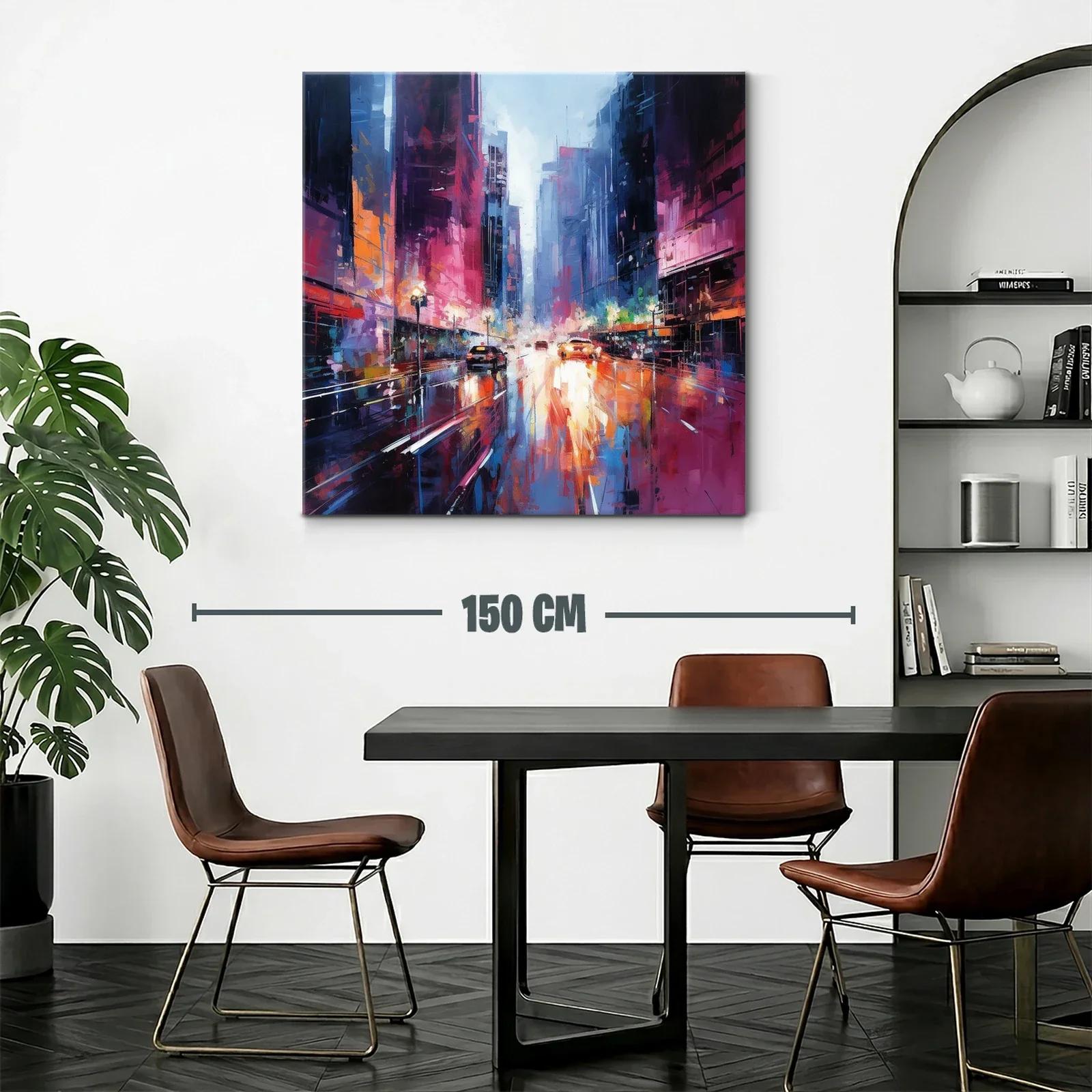 Ciudad vibrante al atardecer con reflejos intensos — miniatura 2