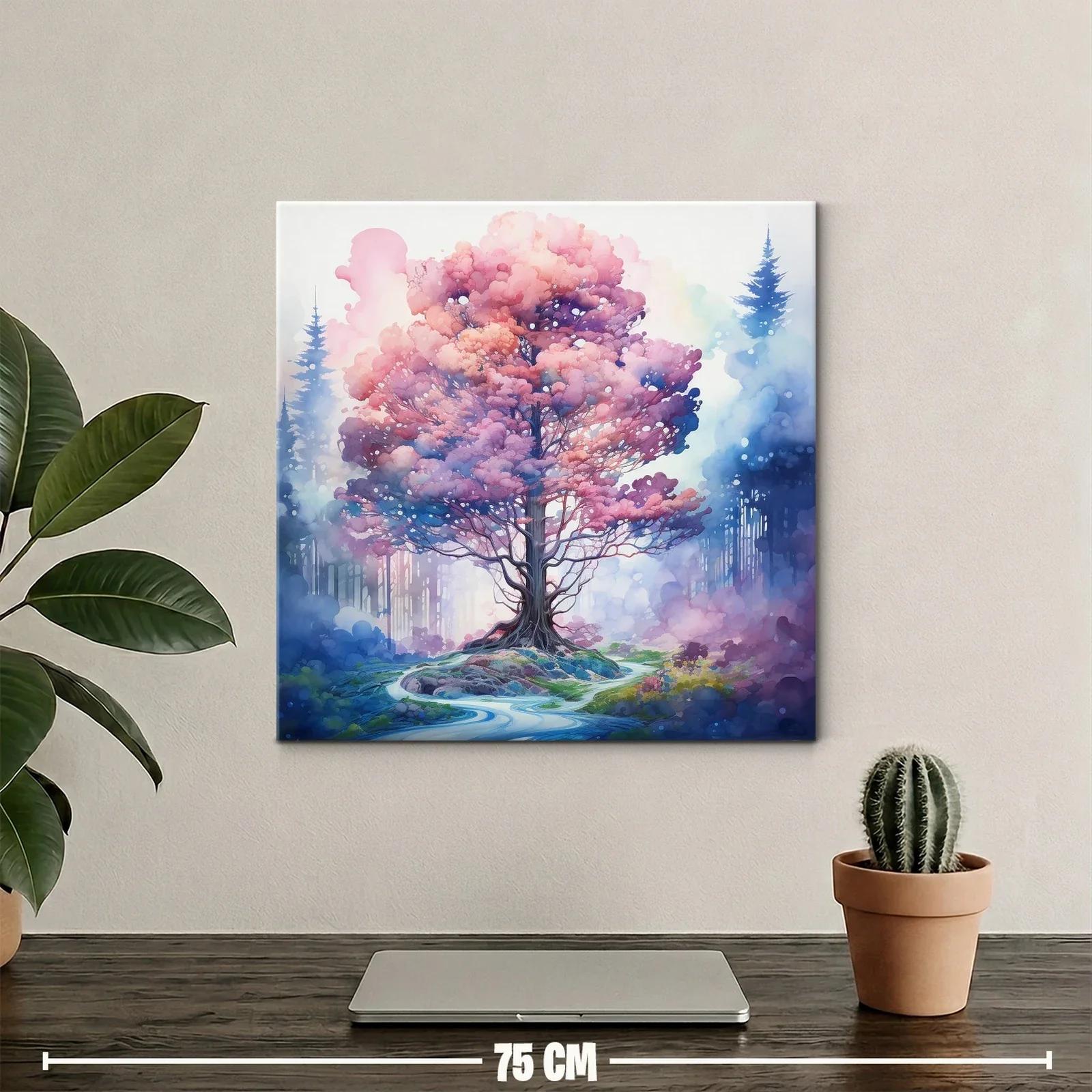Árbol mágico con follaje rosa y ambiente de ensueño — miniatura 2