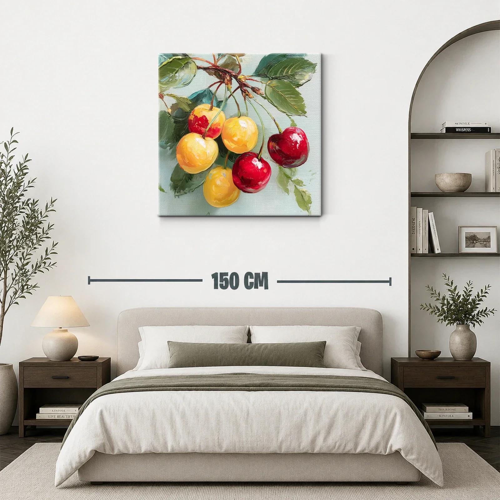 Cherries in Vibrant Red and Yellow on Soft Green Background — miniatura 3