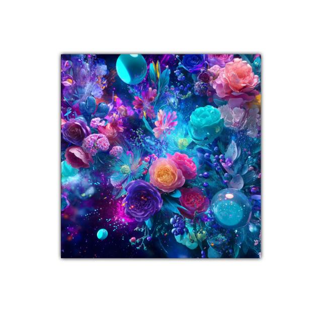 Cuadro decorativo con flores en tonos vibrantes y surrealistas