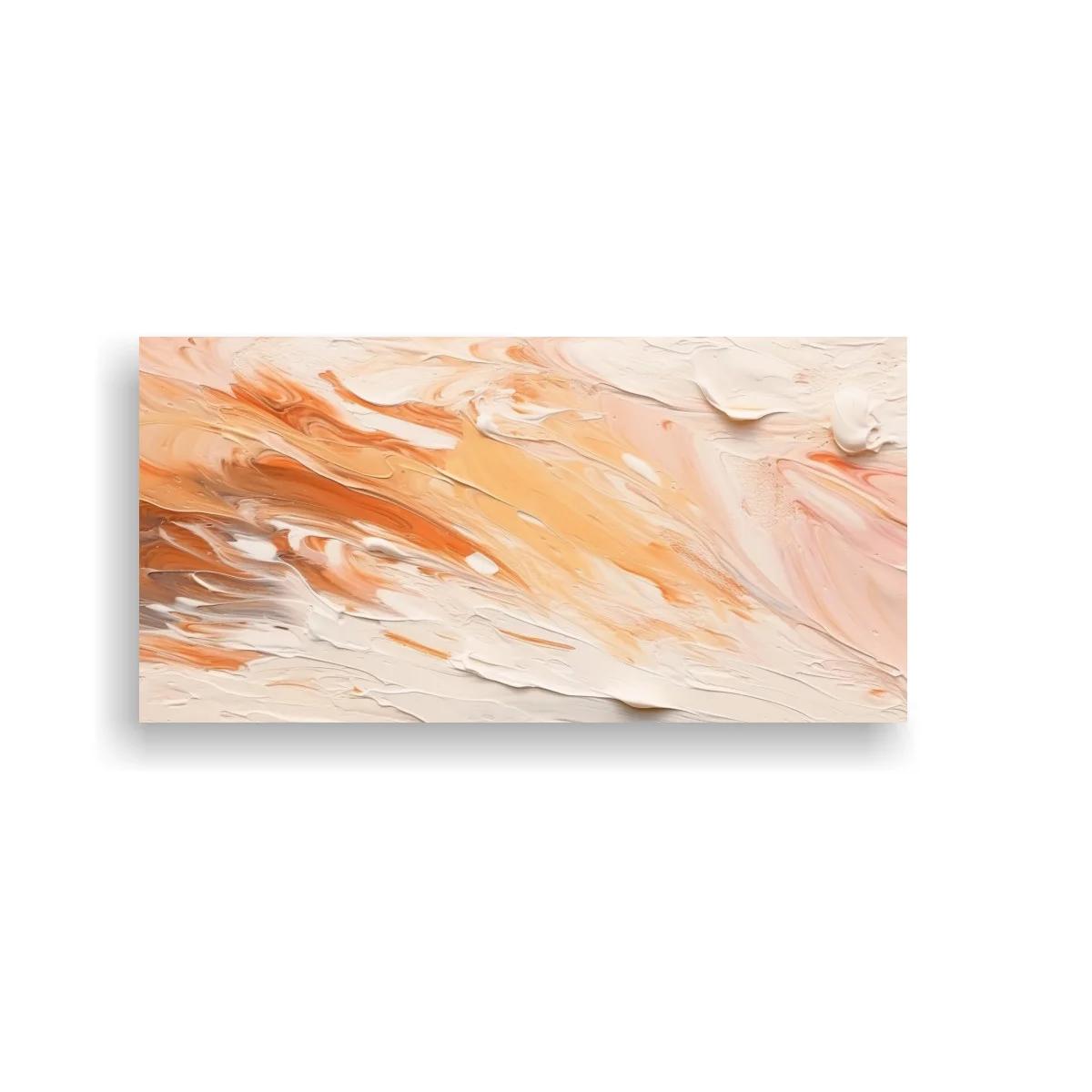 Cuadro textura abstracta coral y beige con barridos gestuales