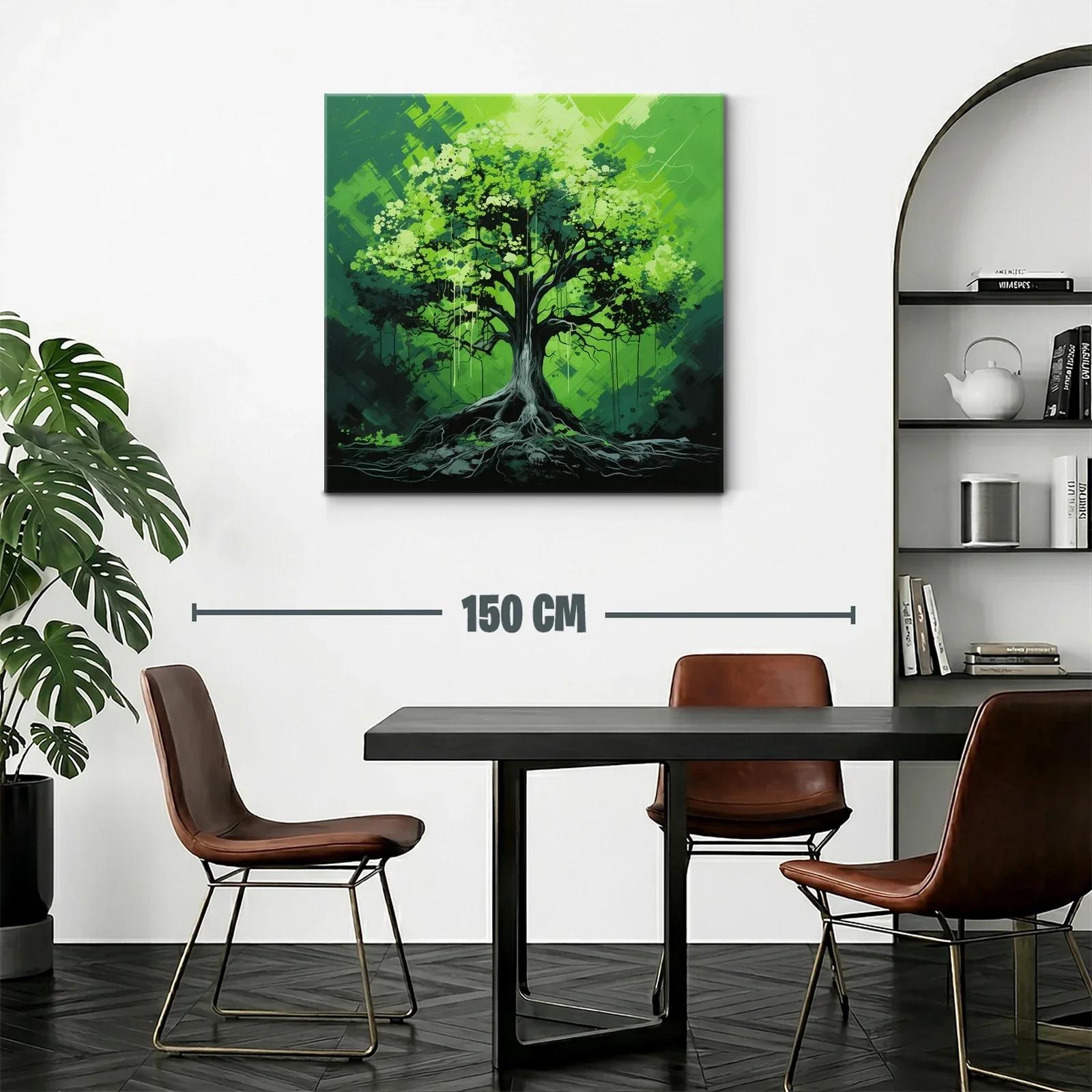 Cuadro árbol verde con raíces y copa frondosa — miniatura 2