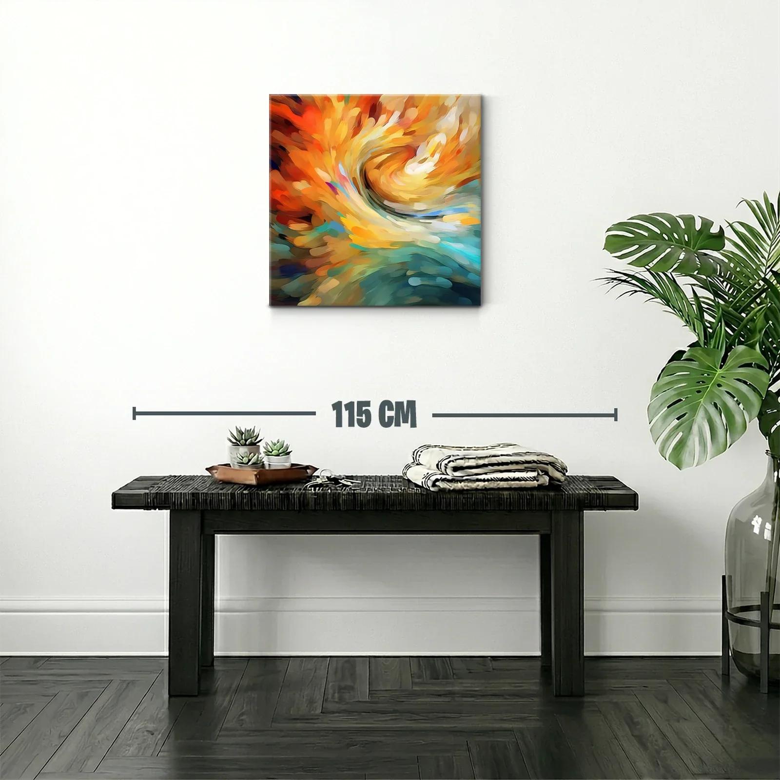 Cuadro abstracto con vibrantes tonos cálidos y fríos — miniatura 2