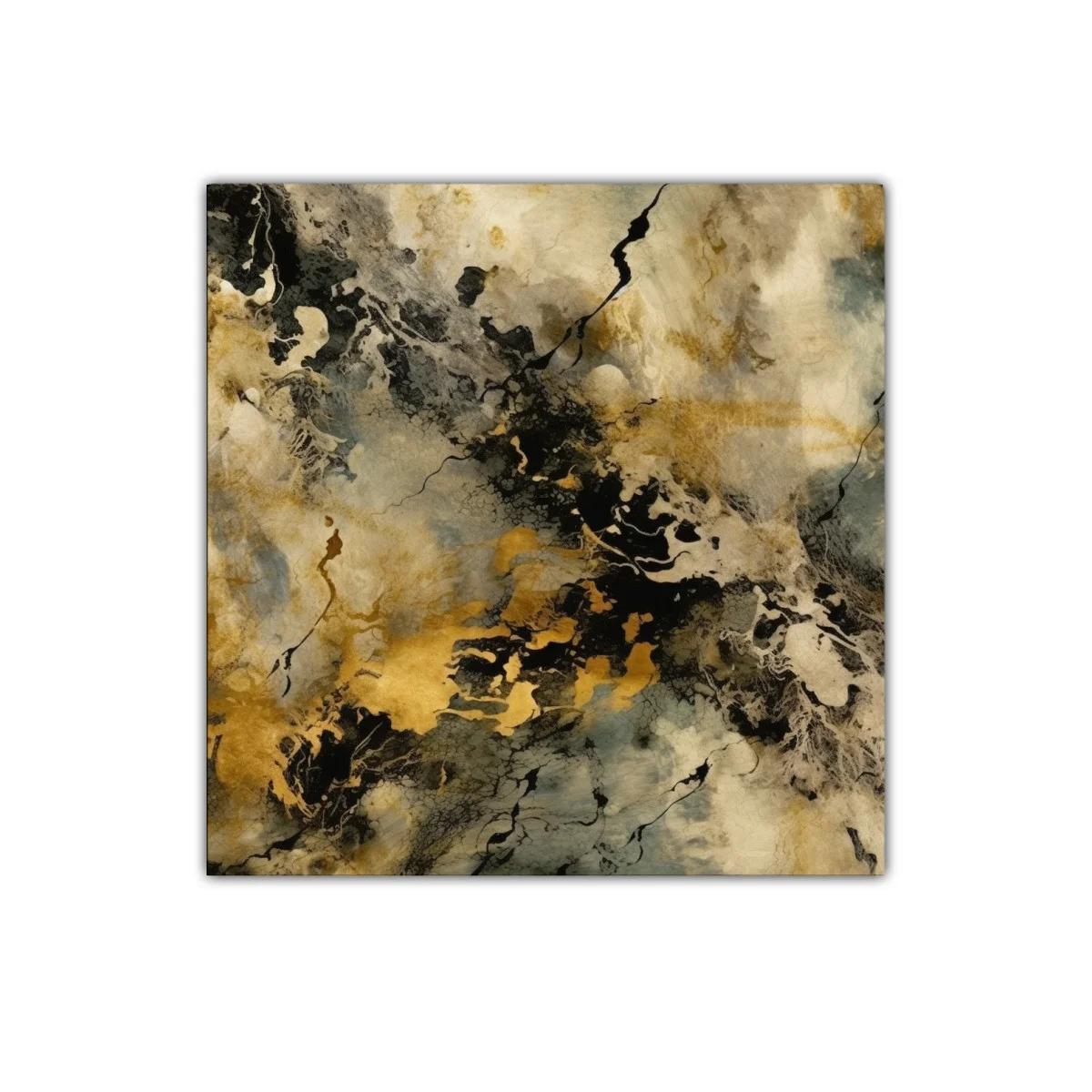Cuadro abstracto con tonos dorados y negros para decoración sofisticada — imagen principal