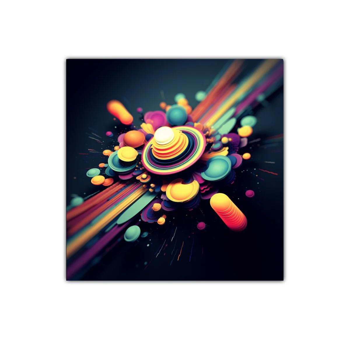 Cuadro abstracto con explosión de formas y colores vibrantes — imagen principal
