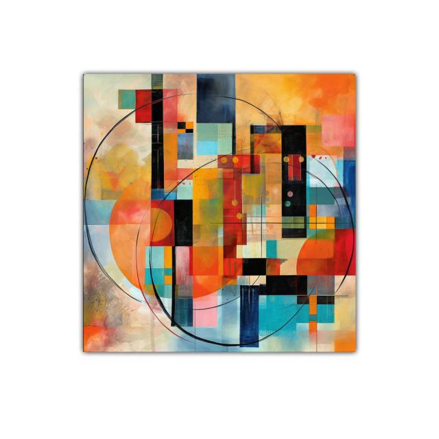 Composición abstracta con tonos cálidos y formas geométricas