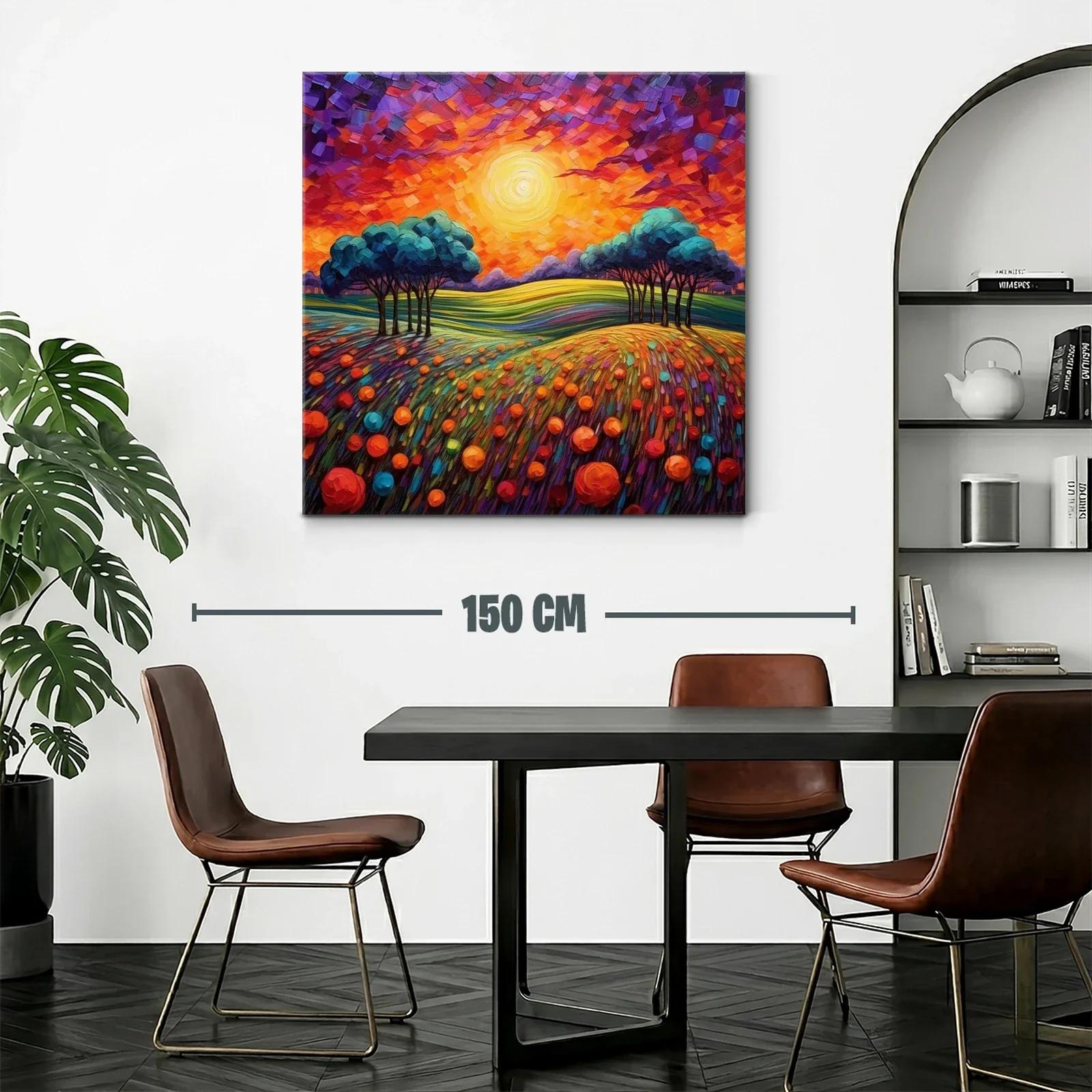Paisaje vibrante con atardecer y campo florido — miniatura 2