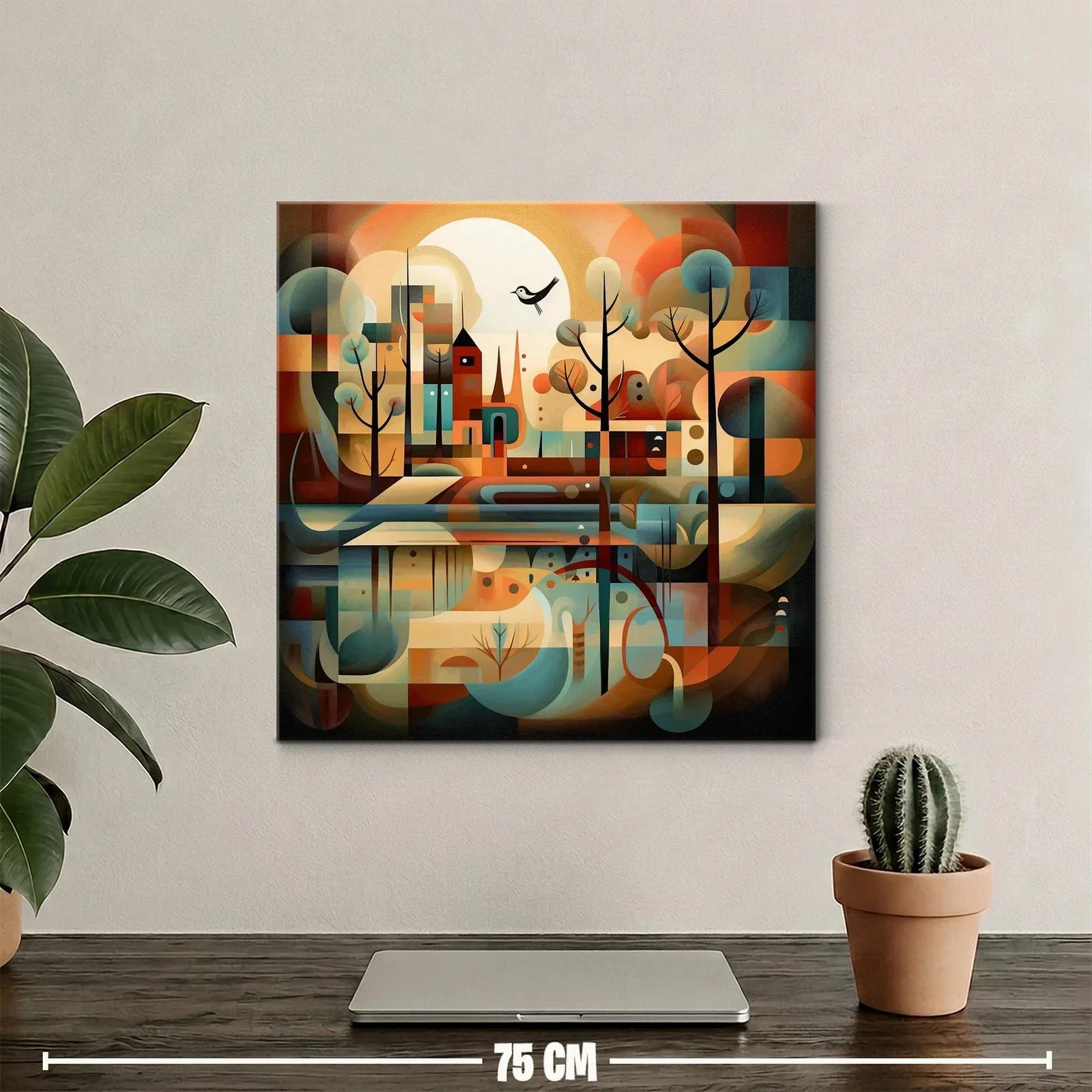 Paisaje abstracto con formas geométricas y tonos cálidos — miniatura 2