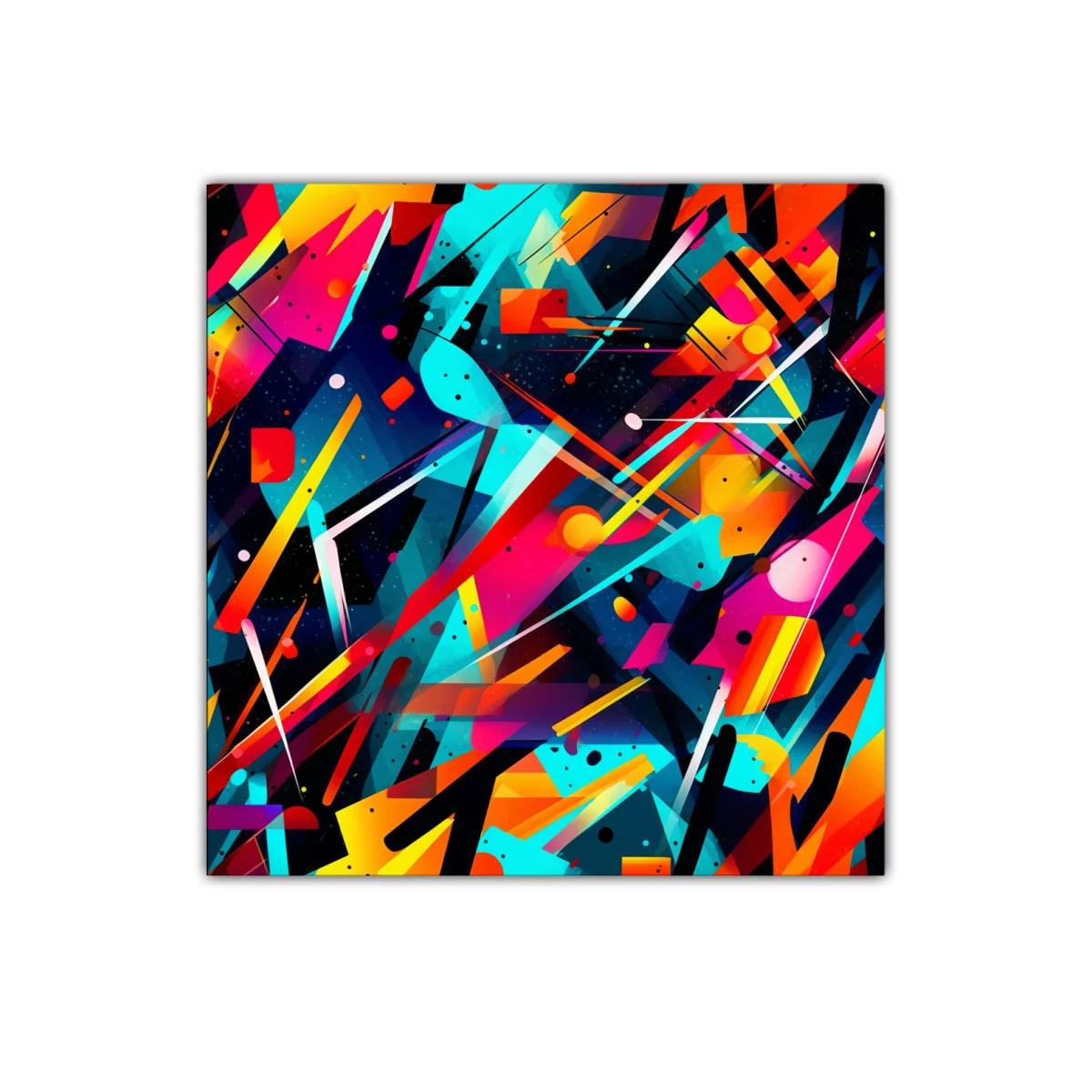 Cuadro abstracto vibrante con formas geométricas dinámicas — imagen principal