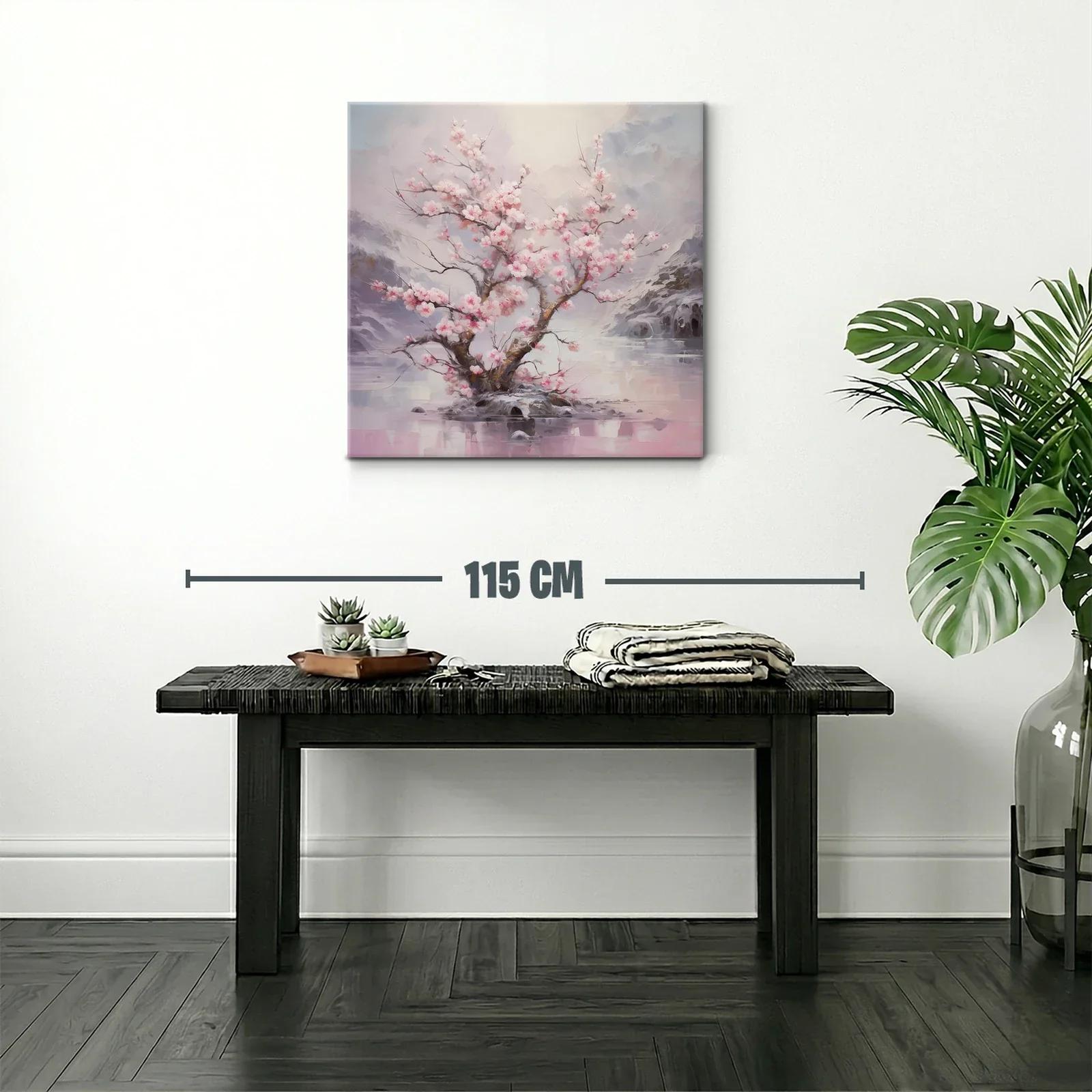 Elegancia y serenidad en flor de cerezo sobre agua tranquila — miniatura 2