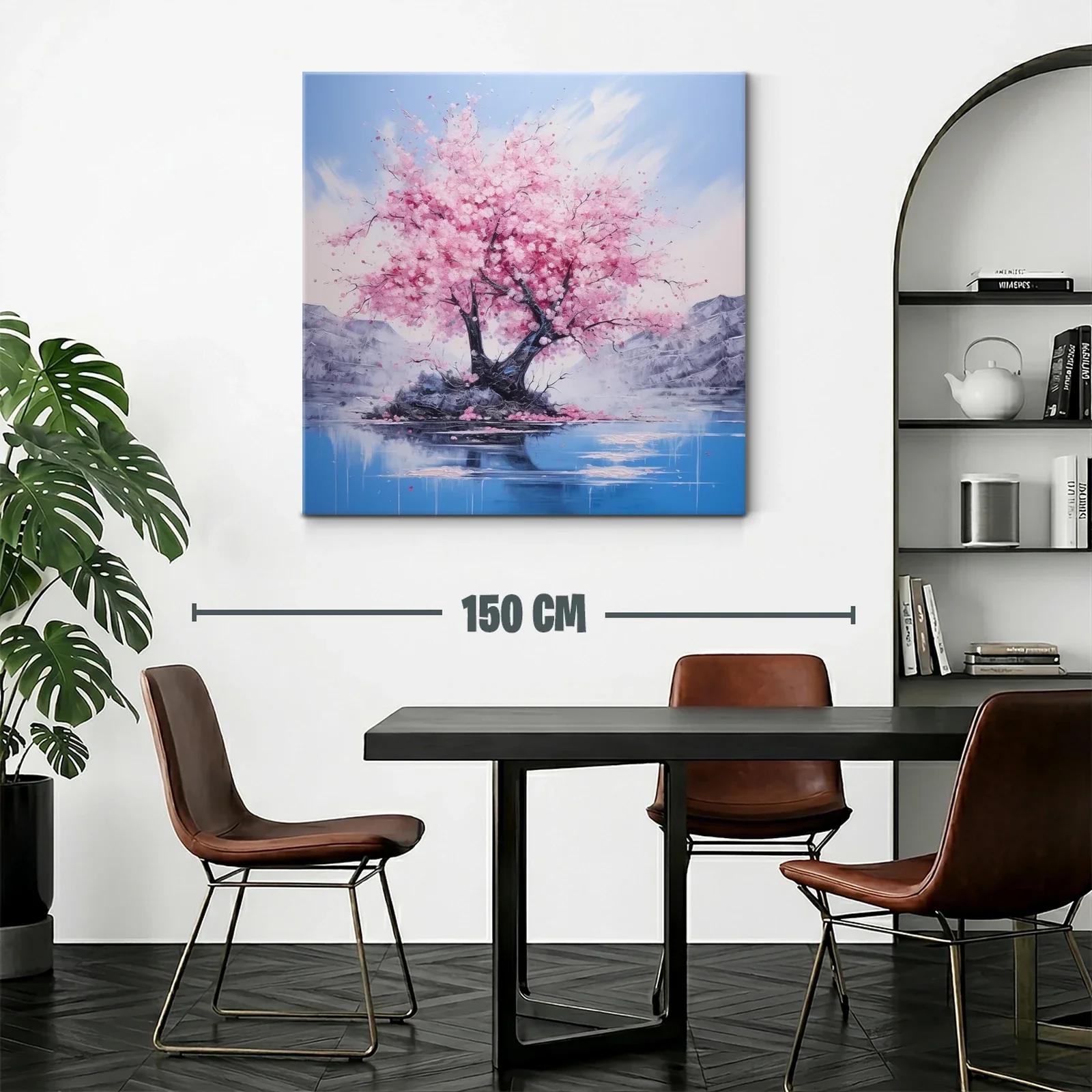 Belleza serena de árbol en flor sobre lago azul y montañas — miniatura 2