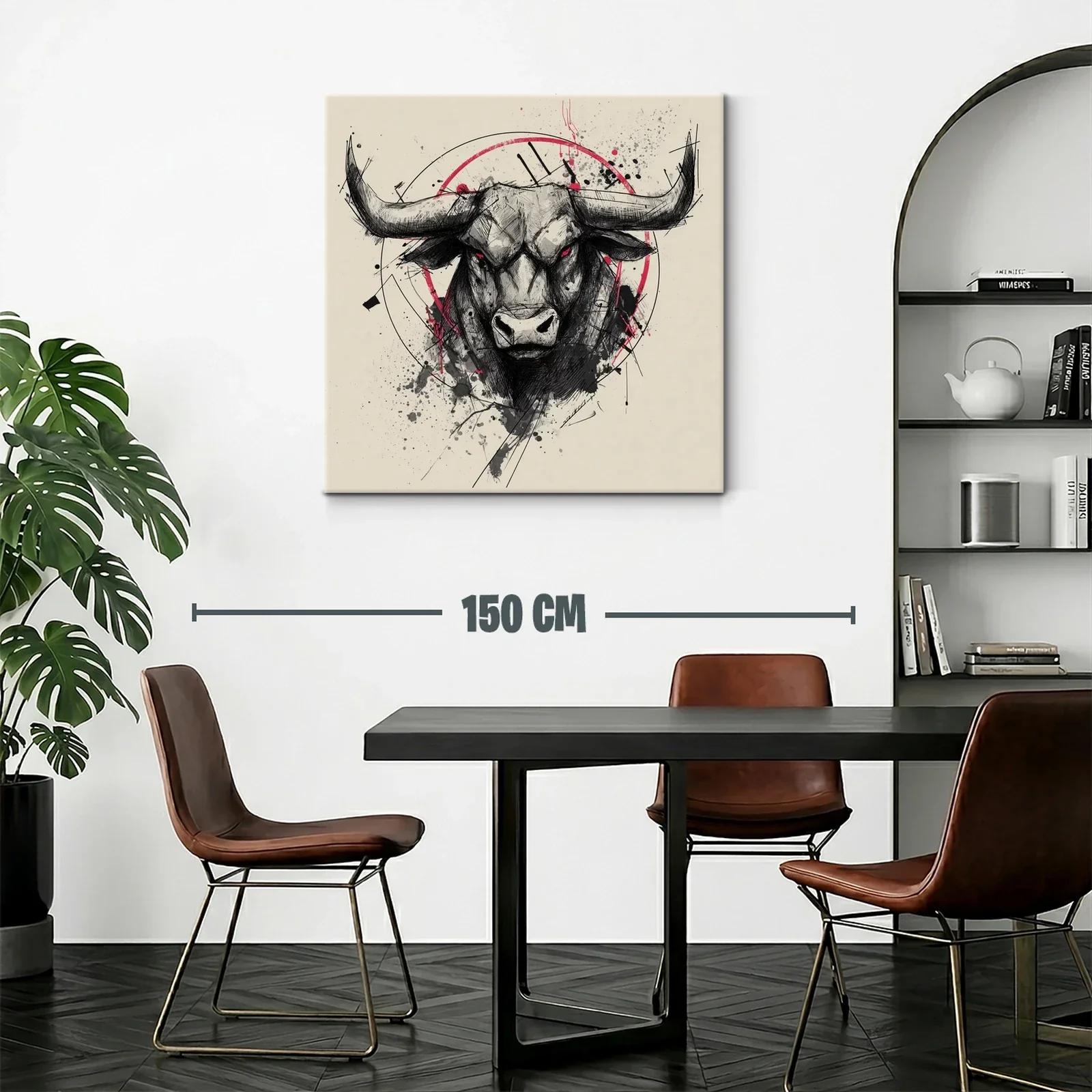 Impactante ilustración de toro con mirada penetrante roja — miniatura 2