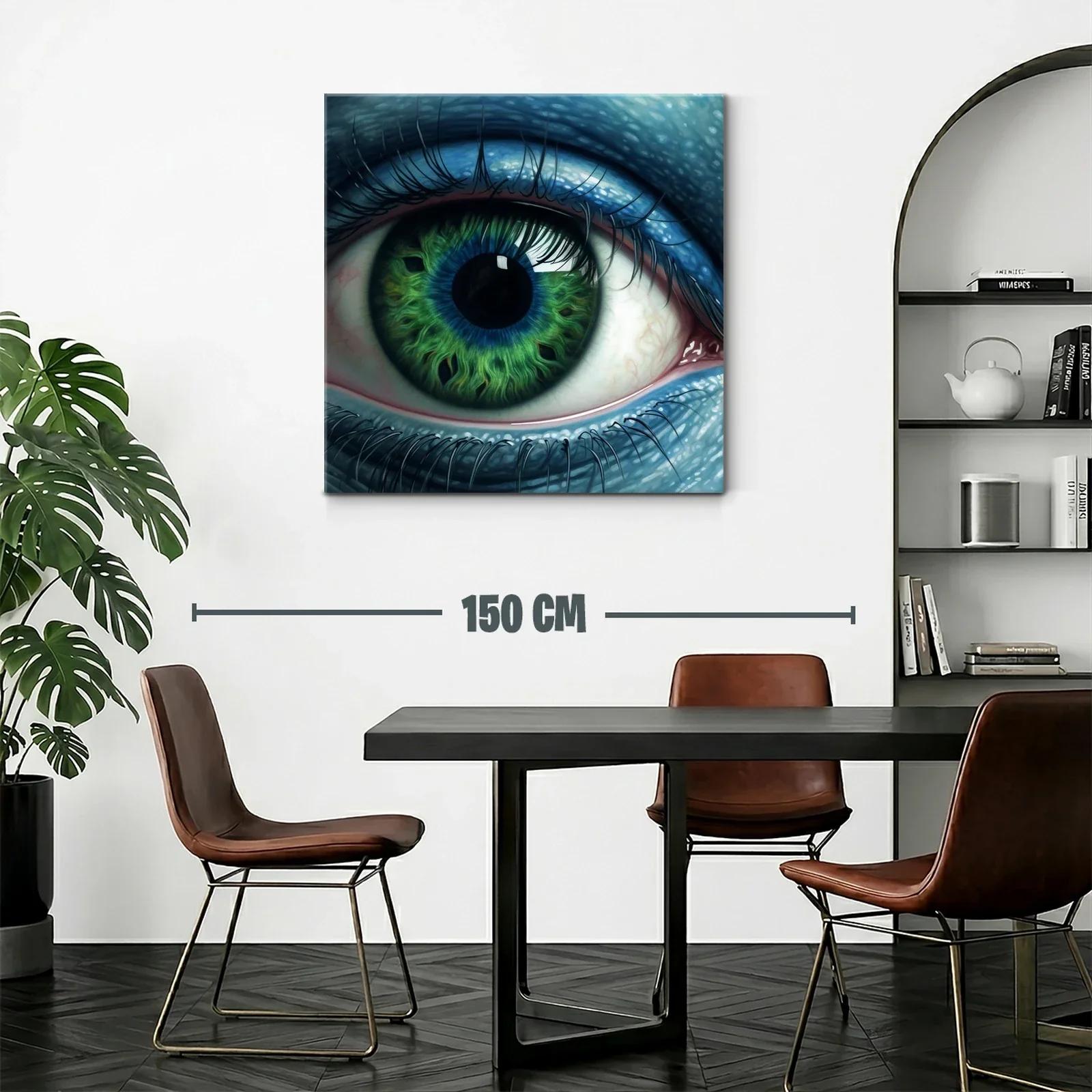 Impactante cuadro con ojo verde y azul en detalle extremo — miniatura 2