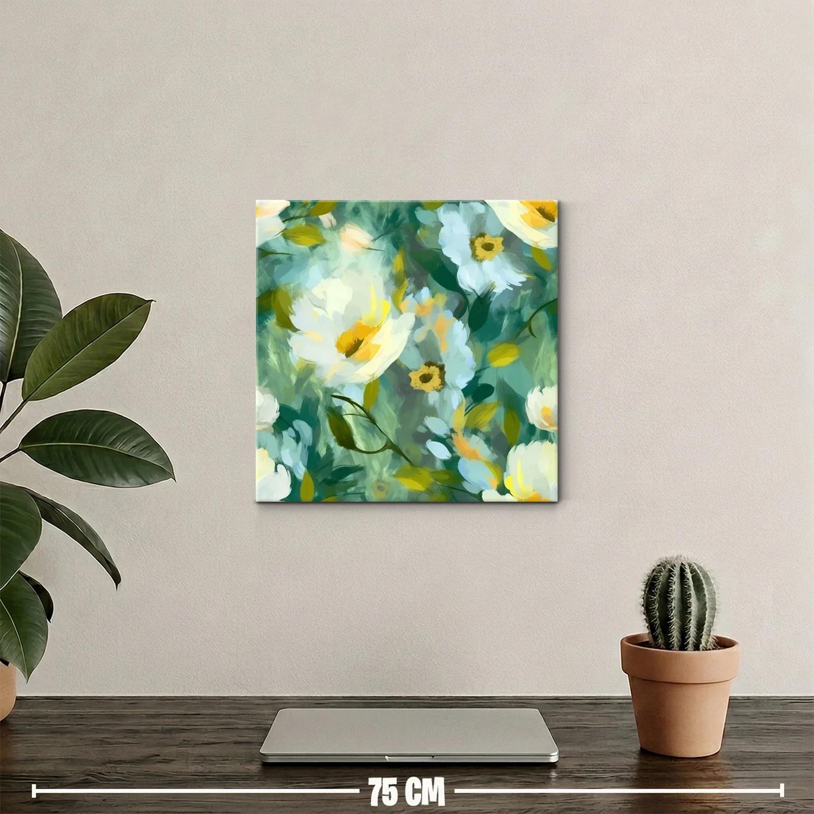 Cuadro floral con tonos verdes y amarillos vibrantes — miniatura 2
