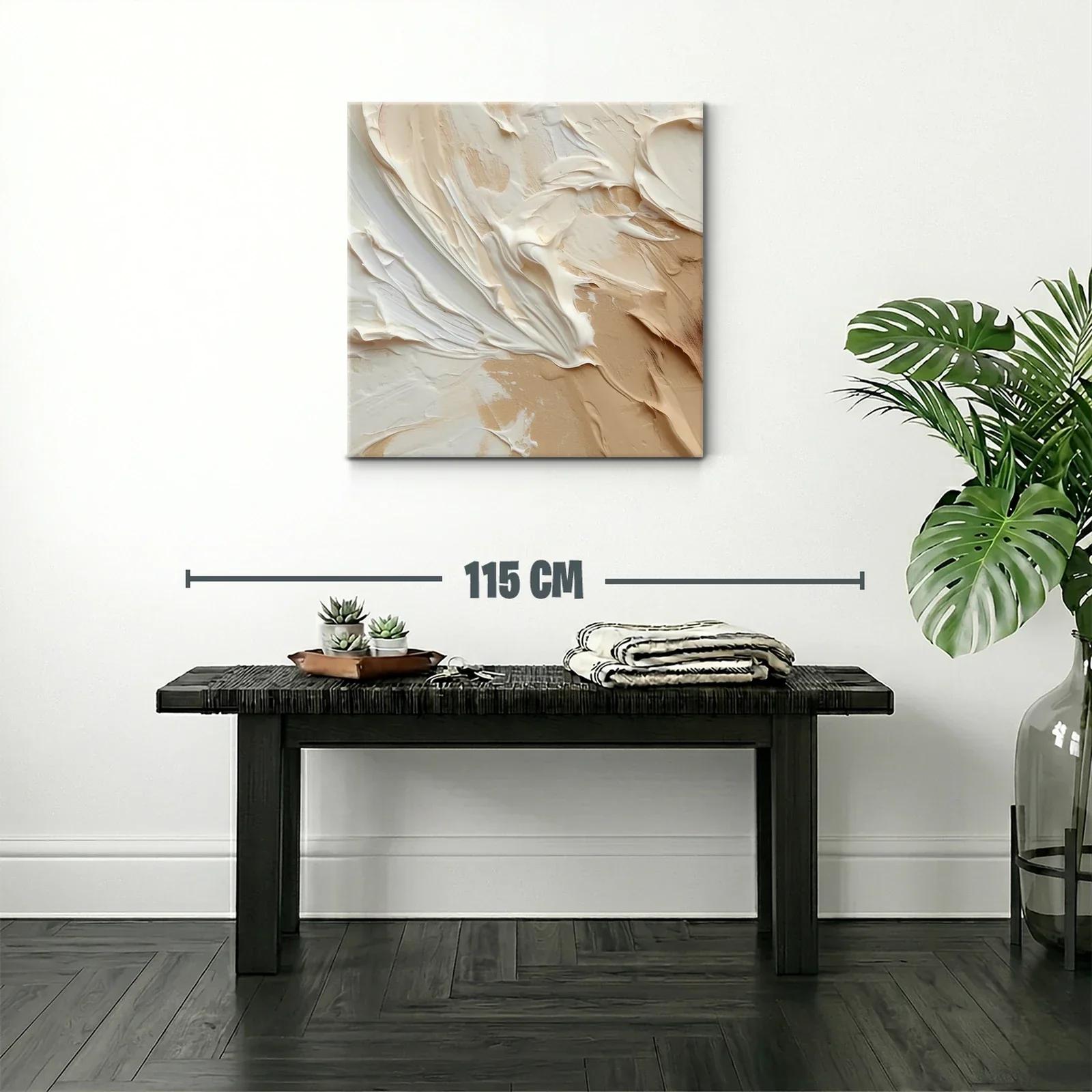 Cuadro abstracto en tonos beige y crema para ambientes cálidos — miniatura 2