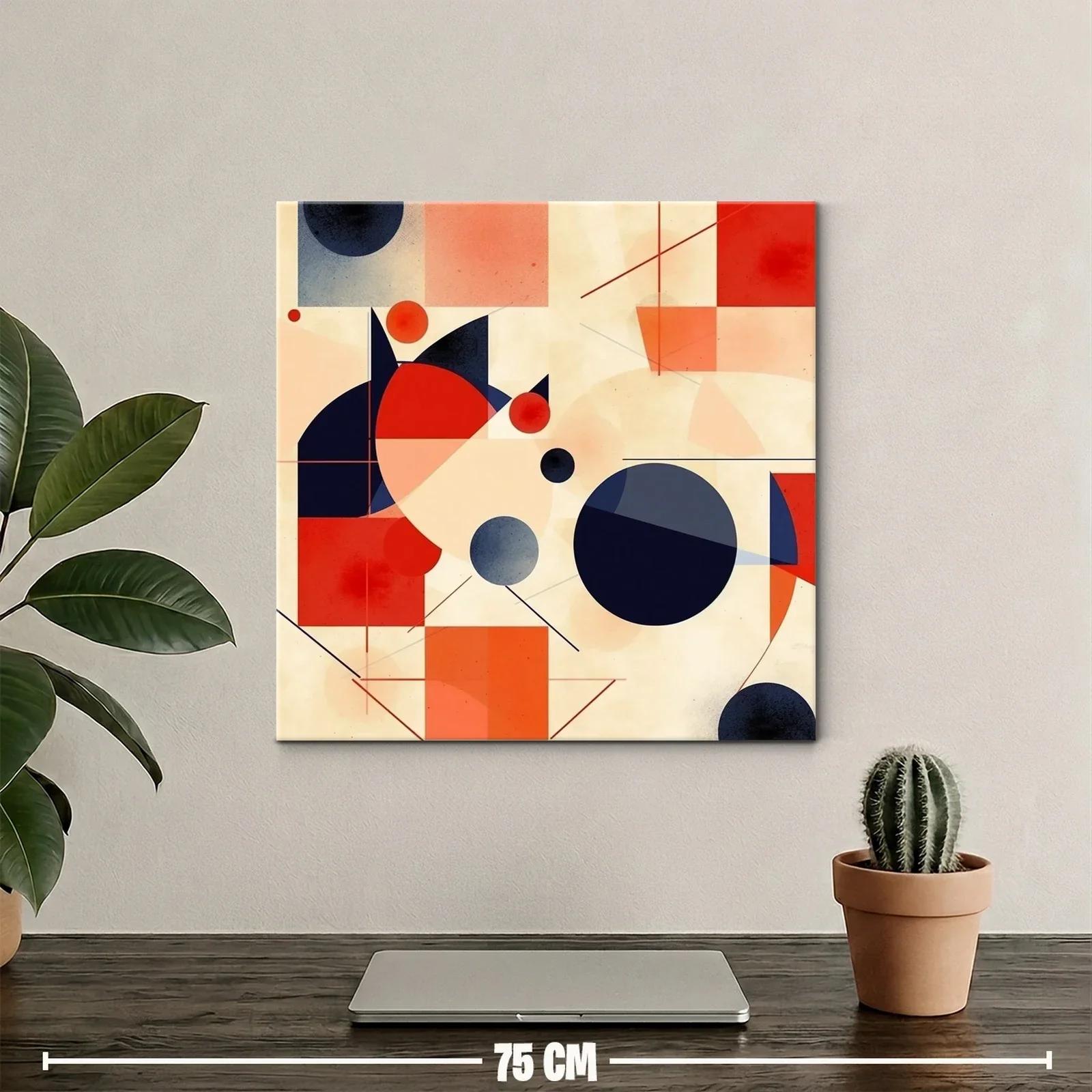 Composición geométrica con círculos y cuadrados en tonos cálidos — miniatura 2