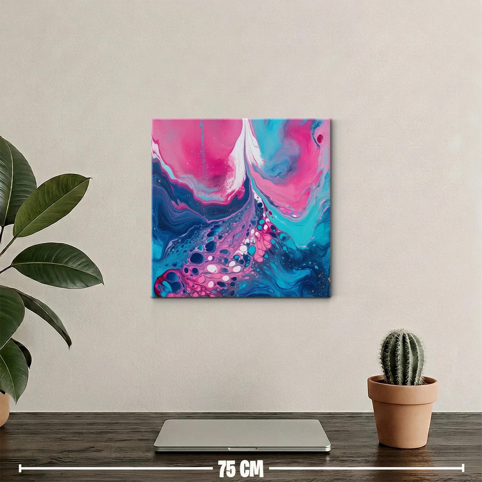 Cuadro abstracto en tonos rosas y azules intensos — miniatura 2