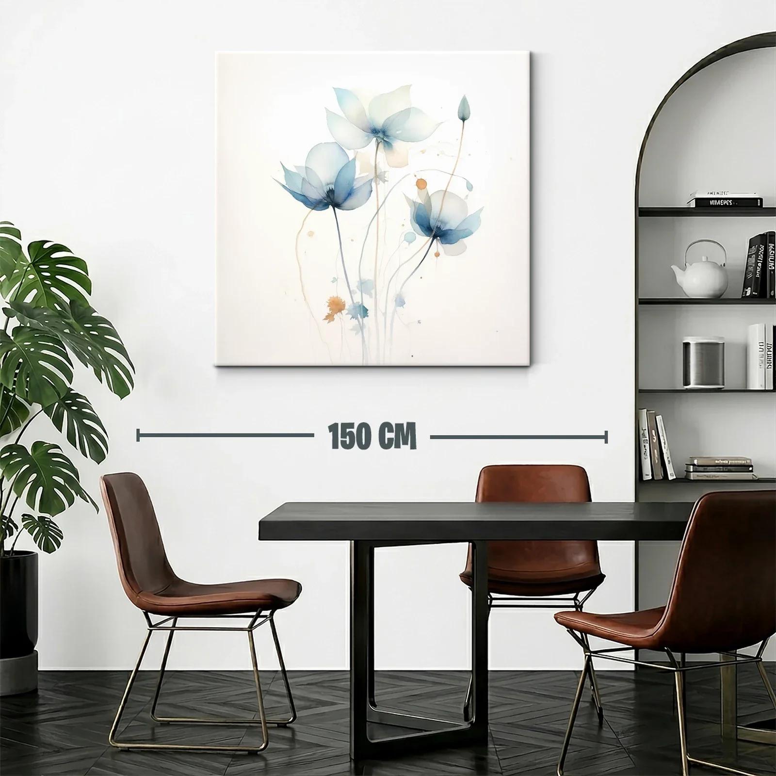 Cuadro floral con tonos suaves en azul y beige — miniatura 2