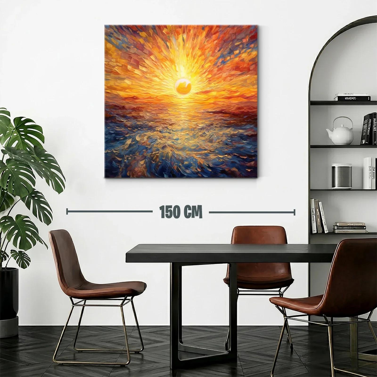 Cuadro vibrante de amanecer sobre el mar en tonos cálidos — miniatura 2