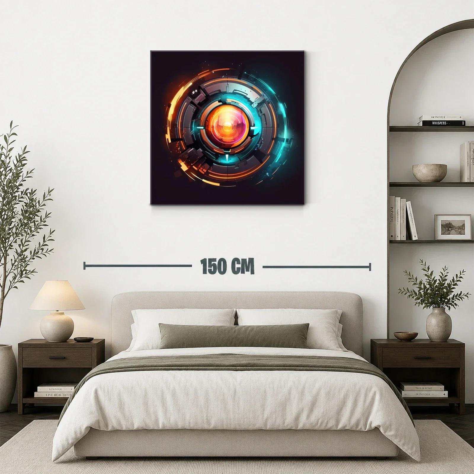 Cuadro abstracto de círculos tecnológicos vibrantes — miniatura 3