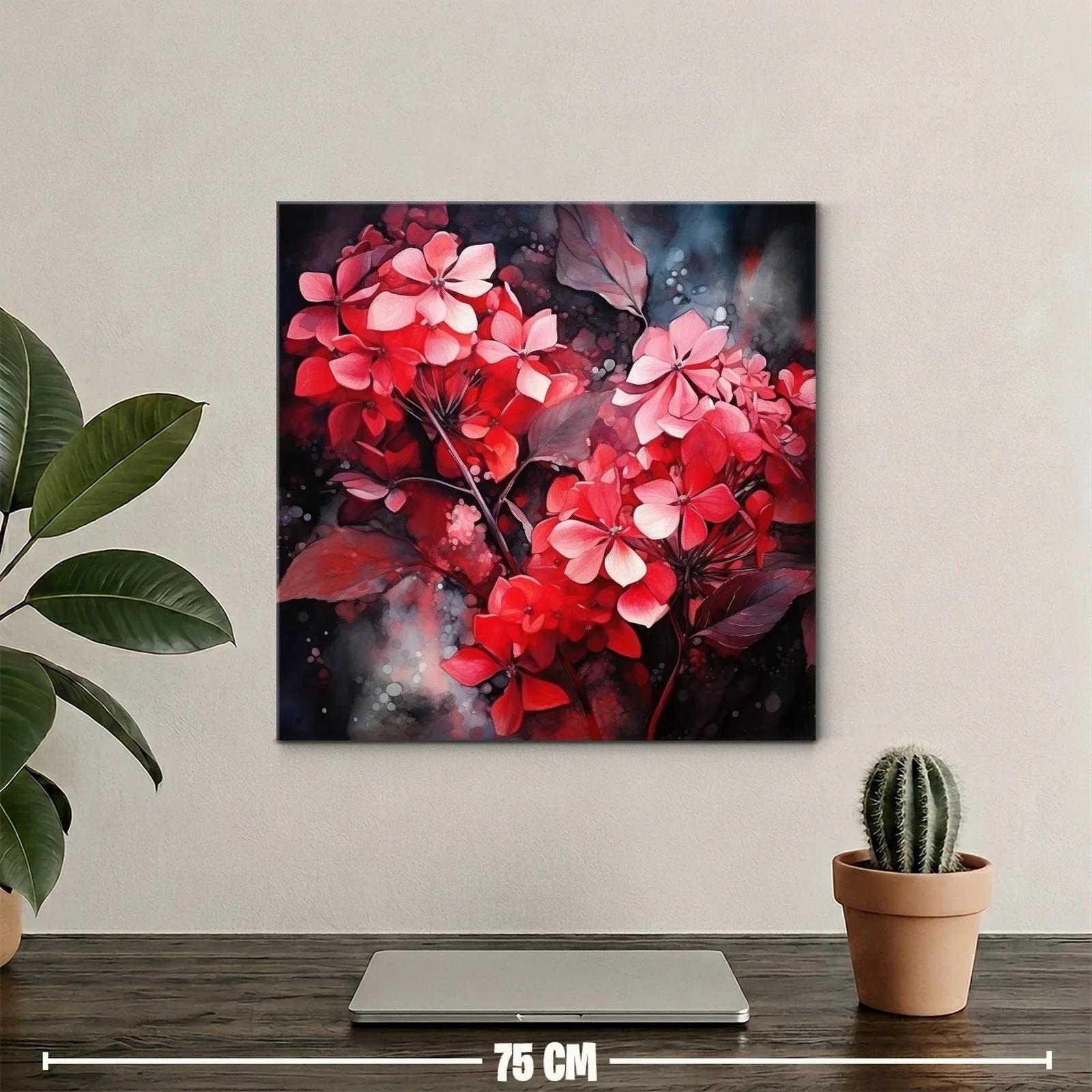 Floral vibrante en tonos rojos y rosas con fondo oscuro — miniatura 2