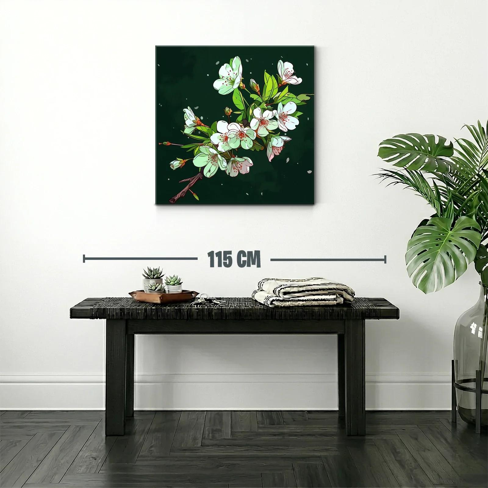 Elegant rama de flores blancas sobre fondo oscuro — miniatura 2