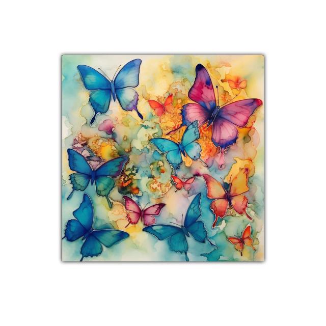 Mariposas coloridas en vuelo con fondo abstracto vibrante