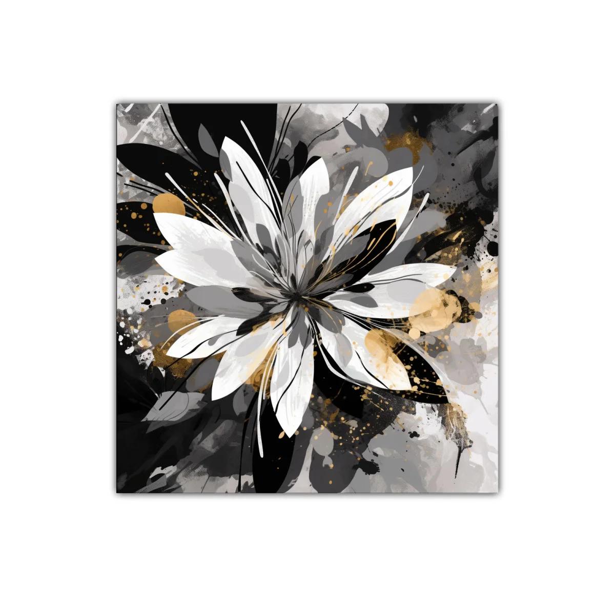 Flor abstracta en tonos neutros con toques dorados — imagen principal