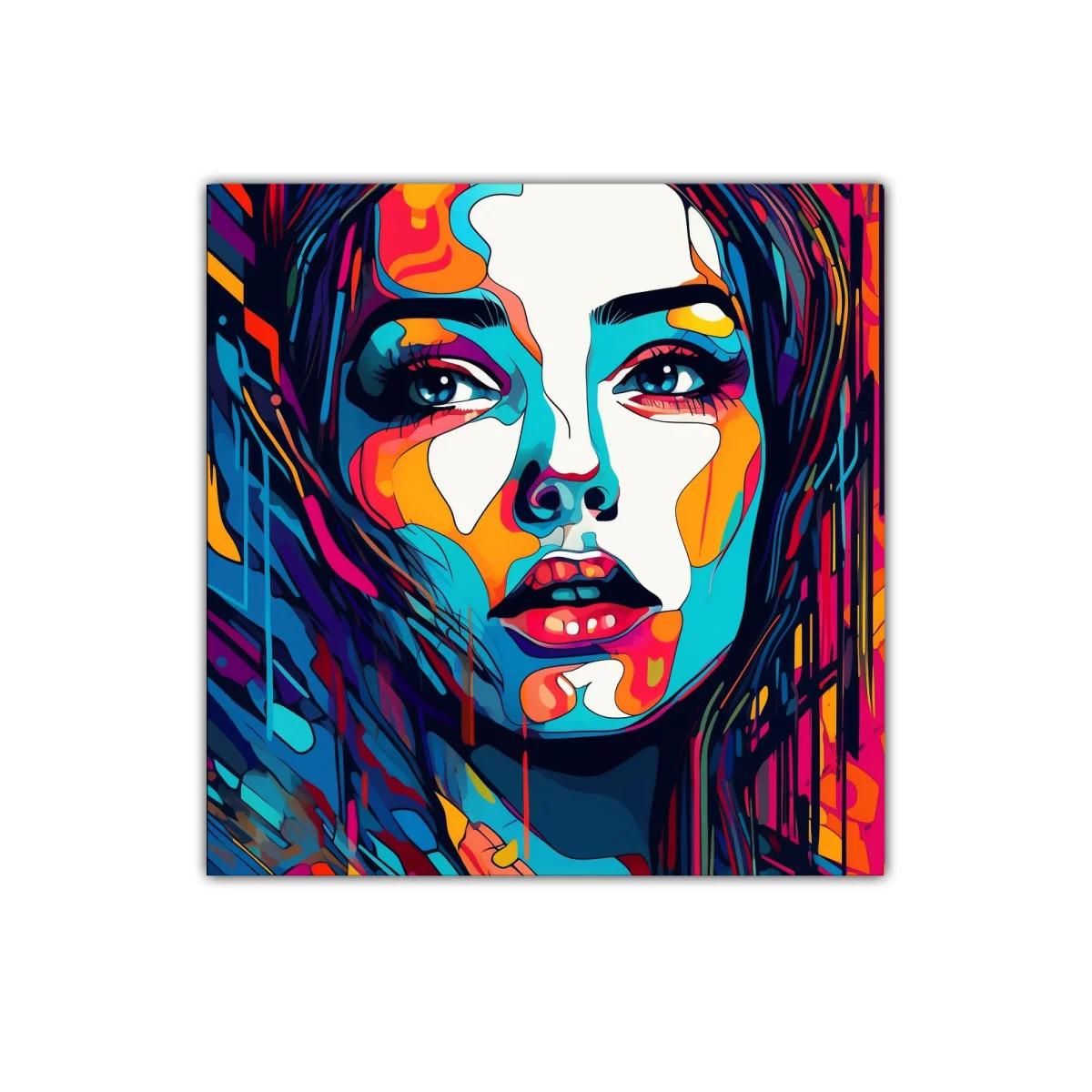 Retrato contemporáneo vibrante con paleta de colores intensos