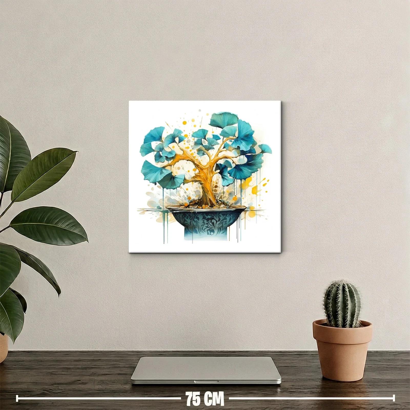 Árbol de Ginkgo en tonos dorados y azules vibrantes — miniatura 2