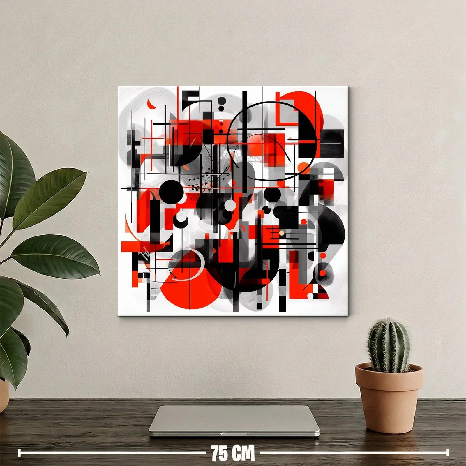 Composición geométrica en rojo negro y gris para espacios modernos — miniatura 2