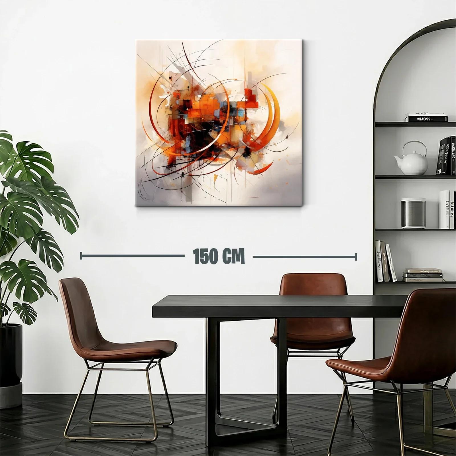 Composición abstracta en tonos cálidos y líneas curvas dinámicas — miniatura 2