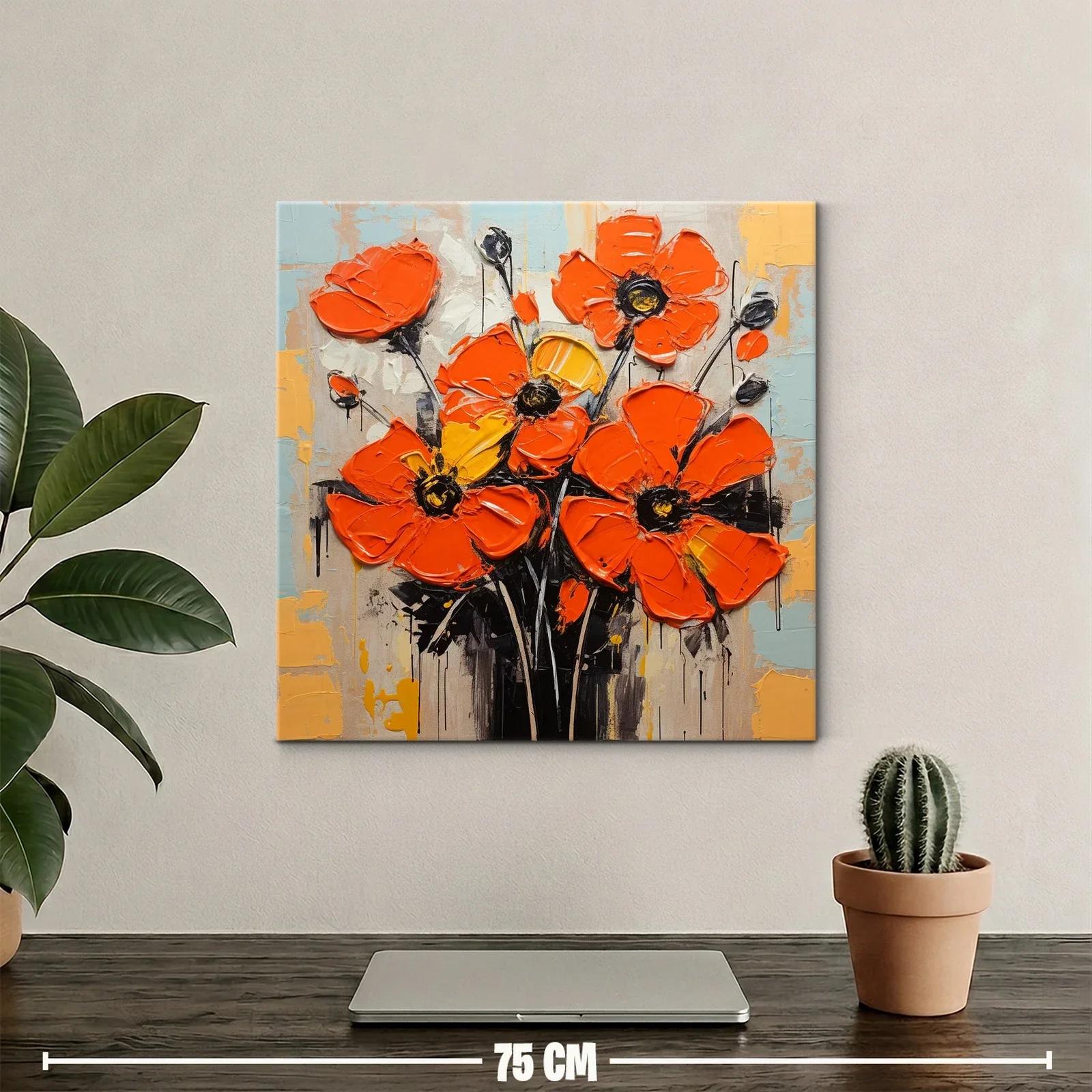 Cuadro con amapolas vibrantes en tonos anaranjados y amarillo — miniatura 2