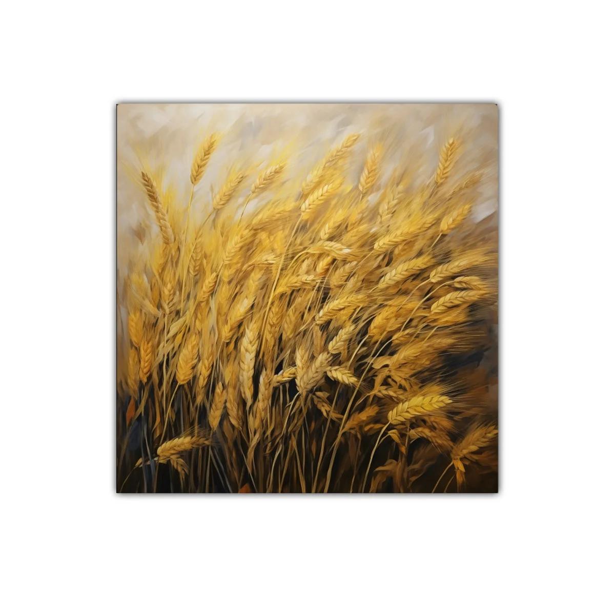 Cuadro decorativo con espigas doradas en movimiento natural — imagen principal