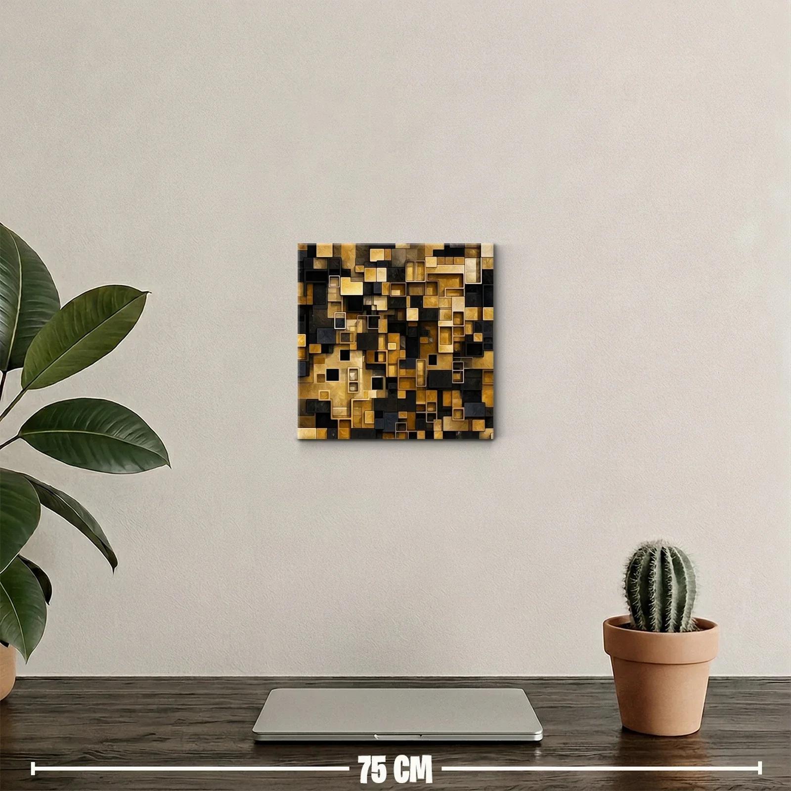 Composición geométrica en tonos dorados y negros vibrantes — miniatura 2