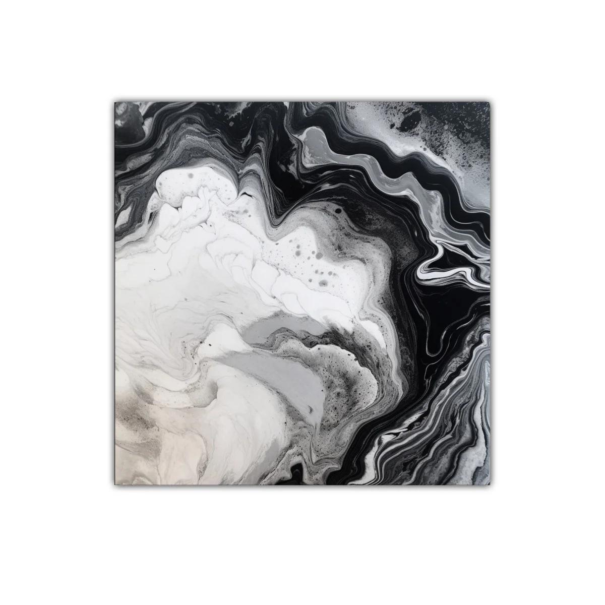 Cuadro abstracto en escala de grises con formas fluidas — imagen principal
