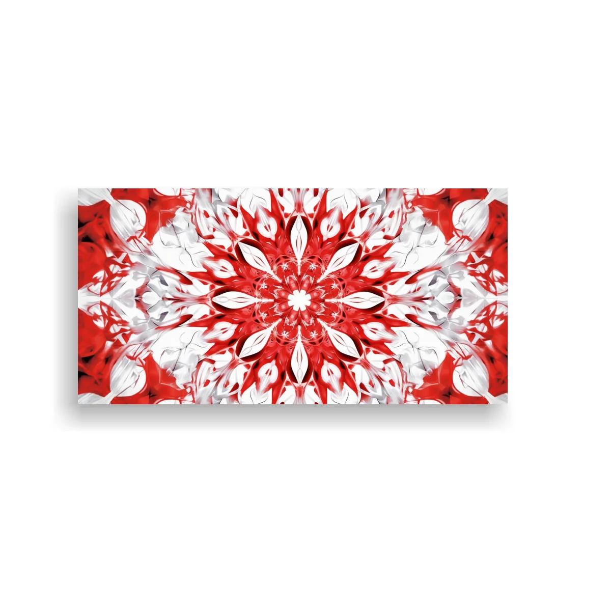 Cuadro mandala floral roja con patrón circular central